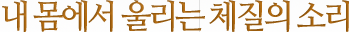 내 몸에서 울리는 체질의 소리 